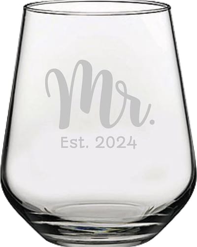 Gegraveerde drinkglas 42,5cl Mr. Est. 2024