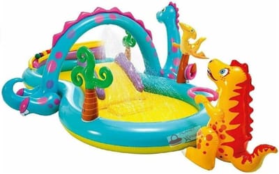 Zwembad - Kinder Bad - Speelbad - Dinoland Speelcentrum Opblaasbaar waterspeelcentrum, geassorteerd model (met en zonder vulkaan), veelkleurig, 333x229x112 cm, 280 liter