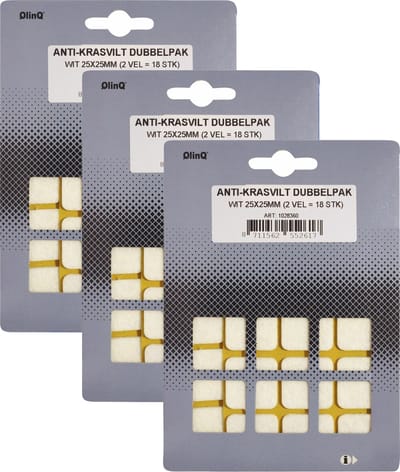 QlinQ Anti-krasvilt - 54x - wit - 25 x 25 mm - vierkant - zelfklevend - meubel beschermvilt