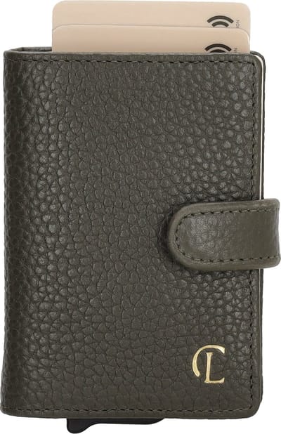 Charm London Washington Creditcard etui - 100% Leer - Leren Tas - Donkergroen