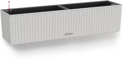 LECHUZA BALCONERA Cottage 80 - Plantenbak - met uitneembare binnenbak - met bewateringssysteem - ALL-IN-ONE set met LECHUZA-PON - lichtgrijs