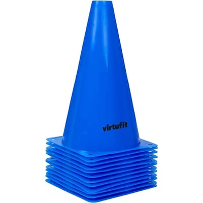 VirtuFit Pionnen Set - 23 cm - 12 Stuks - Blauw - Voetbal trainingshoedjes