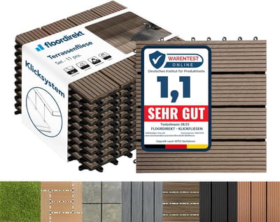 Terrastegels WPC - Houten Composiet Tegels - Buitenruimte Ontwerpen - Eenvoudig Kliksysteem - 1 m² Pakket - Donkerbruin