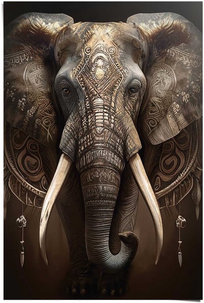 Poster Decorated Elephant - 91,5 x 61 - Papier - REINDERS