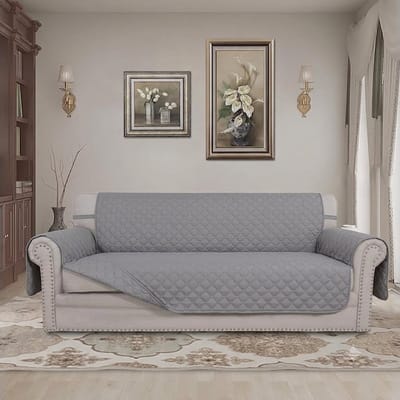 Olanly - Bankhoes- Sofa cover- Meubelhoes- Bank beschermer- 314x193 cm - Grijs en donkergrijs
