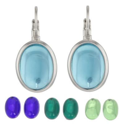 Behave Oorbellen - dames - zilverkleur - oorbellen set met 4 verwisselbare steentjes