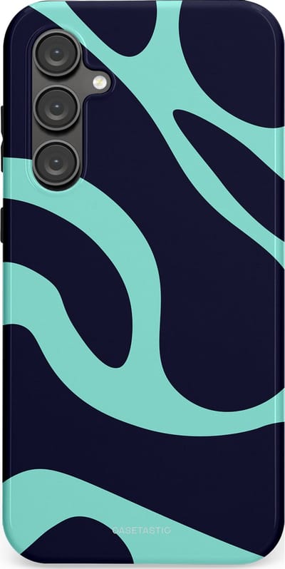 Casetastic Hoesje Geschikt voor Samsung S23 FE - Stijlvolle Beschermende Duo-layer Case - Golvenritme Aqua-Marine