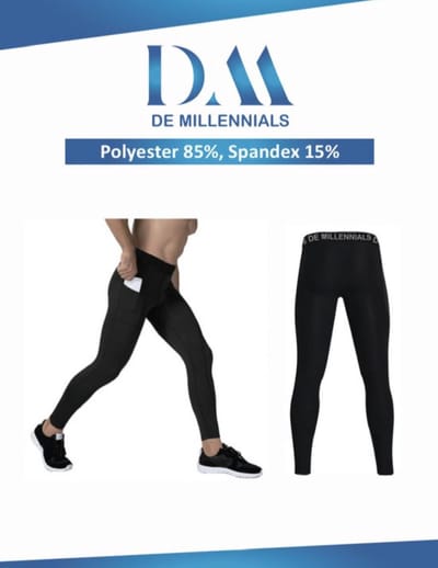 De Millennials - Comfort Ademend Heren Leggings- Zwart - Maat M - sportieve Leggings - Gym - Sport - hardloop Leggings - Comfort fit- Universeel - sport - yoga - fitness - outdoor sport - jogging - lange nauwsluitende hardloopbroek - Tight