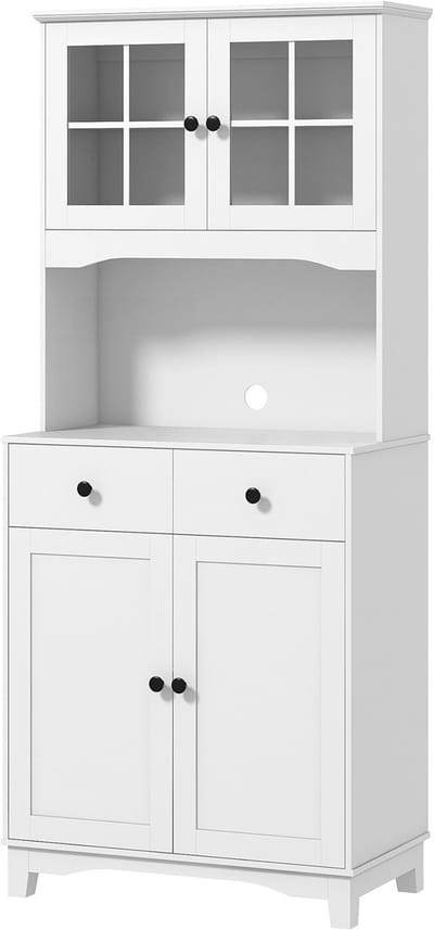 Magnetronkast - Keukenkast - Keukenrek Staand - Ovenkast - Rek - 74,5 B x 40 D x 172 H cm - Organizers - Dubbele Draagplank - Aanrecht Organiser