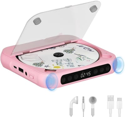 KZQ Draagbare cd-speler - Bluetooth-functionaliteit - Oplaadbaar - Ingebouwde hifi-luidsprekers - Hoofdtelefoonaansluiting - Ondersteunt cd-/aux-/usb-ingang en herhaalmodus - Geschikt voor thuis en in de auto - Roze