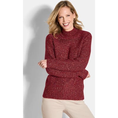 Tricot pullover in bouclé-look - rood / gemêl. - Gr. 46 van Goldner Fashion