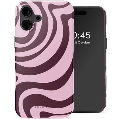 Selencia Hoesje - Geschikt voor Apple iPhone 16 - Backcover geschikt voor MagSafe - Wavy Swirl Pink Plum