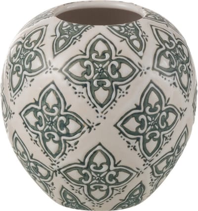 J-Line vaas Kousa Bal - porselein - blauw/wit - Ø 11 cm
