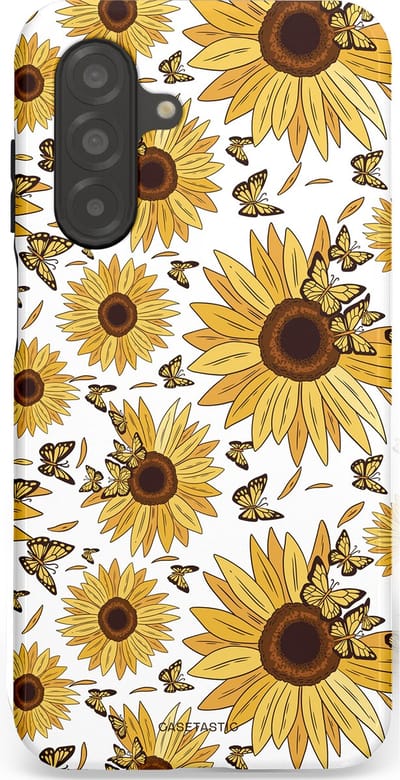 Casetastic Hoesje Geschikt voor Samsung A26 - Stijlvolle Beschermende Duo-layer Case - Zonnebloem Zomer met vlinders