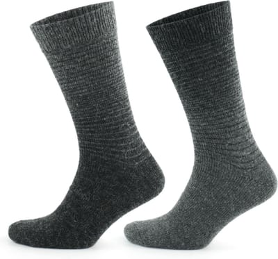 GoWith Alpaca Wollen Sokken-2 paar-Thermosokken en Huissokken-Grijs en Antraciet-Maat 43-46