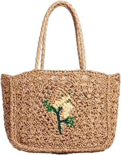 Rieten Draagtas - Stro Schoudertas - Zomerse Uitjes - Handgemaakt Vakmanschap - 32x25cm - Natuurlijk