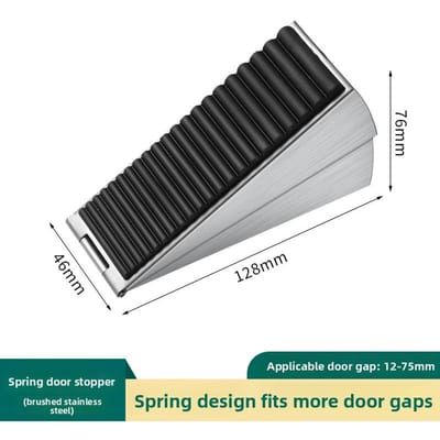 Butée de porte à ressort sans perçage Butée de porte surélevée au sol Butée de porte fixe coupe-vent réglable Cale argenté