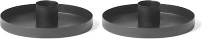 Set van 2 kaarsenhouders, rond, metaal, diameter 6 cm, mat ZWART, kaarsenhouder, Adventskrans, Scandinavisch chic, kaarsenbord, decoratieve schaal, tafelkaarsen, kerstdecoratie, kaarsenhouder, kaarsenstoker