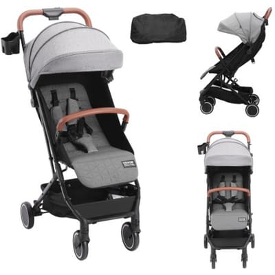 VEVOR Kinderwagen 71 x 44 x 107 cm, met 95°-175° verstelbare rugleuning en 0/90° verstelbare voetensteun en één-klik-vouwfunctie, buggy met bekerhouder en draagtas, donkergrijs