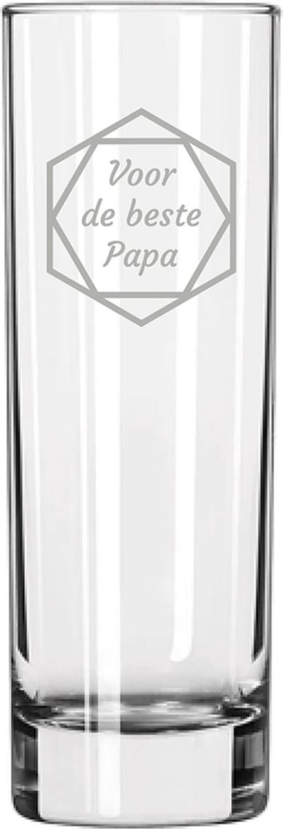 Gegraveerde longdrinkglas 22cl voor de beste Papa in hexagon