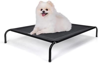 Hoogslaper voor kleine honden - Verkoelend en ademend hondenbed voor binnen en buiten, zwart - S, 87 x 65 x 20 cm