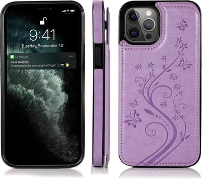 Hoesje geschikt voor Samsung Galaxy A72 - Backcover - Pasjeshouder - Portemonnee - Bloemenprint - Kunstleer - Paars