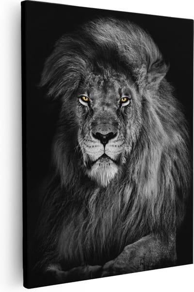Artaza Canvas Schilderij Leeuwenkop - 40x50 cm - Muurdecoratie Dierenkop - Wanddecoratie Woonkamer - Kamer Accessoires Zwart Wit