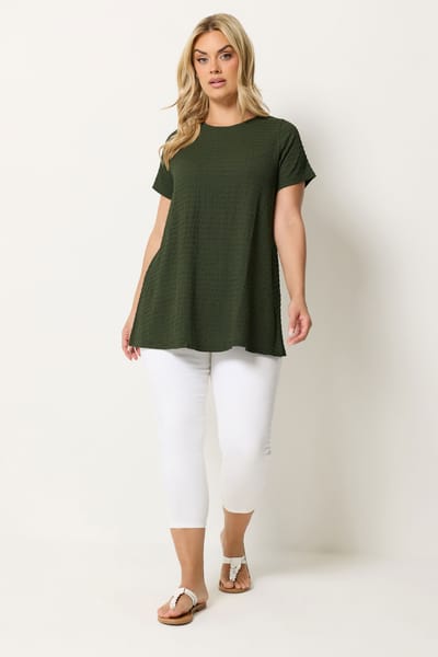 Yours Kakigroen Getextureerde Swing Top Size 42