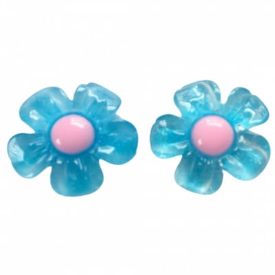 Clip oorbellen- Blauw -Bloem- geen gaatje- Charme bijoux