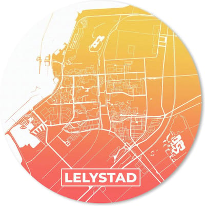 Muismat rond 20x20 cm - Mousepad Stadskaart - Lelystad - Nederland - Geel - Ronde muismatten