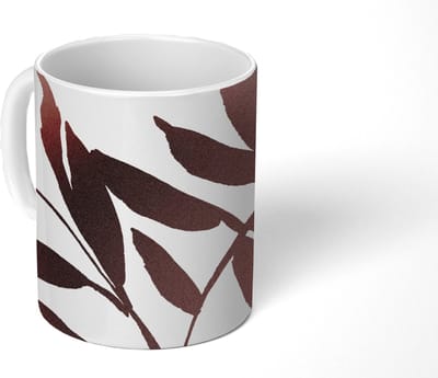 Mok - Koffiemok - Bladeren - Design - Abstract - Mokken - 350 ML - Beker - Koffiemokken - Theemok