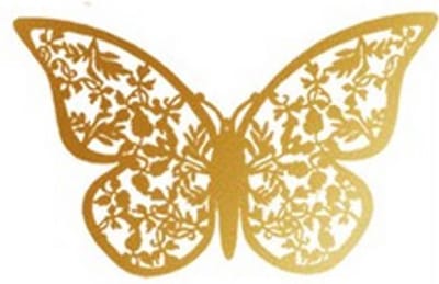 New Age Devi - Prachtige 3D Vlinders Muurstickers - Goudkleurig - Kant en Metaal Look - Vlinder Muursticker