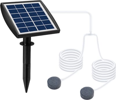 6V 2W Plug-in Zonne-zuurstofpomp met 8,2ft Pijp 2 Luchtbelstenen Aquarium Zuurstofapparaat Aquarium Zuurstofbeluchter Luchtpomp Visbeluchter voor Tuin Aquarium Buitenzwembad Vijver