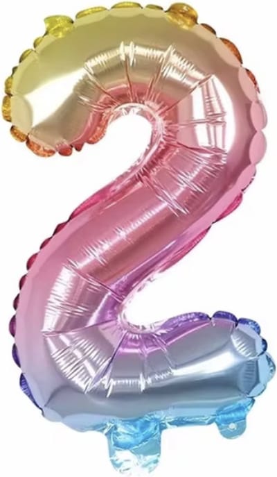 CHPN - Folieballon - 2 jaar - 40CM - Cijferballon - Regenboog - Ballon - Feestdecoratie - Eerste verjaardag - Party - Verjaardag - 2 - Twee - Multicolor