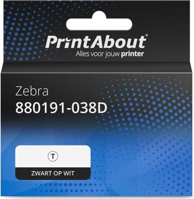 PrintAbout huismerk Etiket 880191-038D Zwart op wit (102 mm x 38 mm) Geschikt voor Zebra