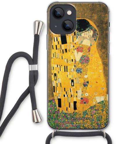Case Company® - Hoesje met koord geschikt voor iPhone 13 hoesje met Koord - Der Kuss - Telefoonhoesje met Zwart Koord - Bescherming aan alle Kanten en Over de Schermrand