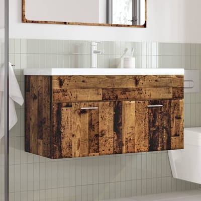 vidaXL - Wastafelkast - met - ingebouwde - wasbak - oud - houtkleurig