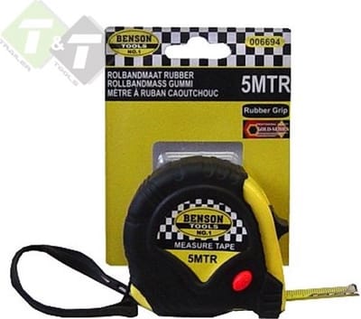 Rolmaat, Rolbandmaat, Rubber, 5 meter, Benson