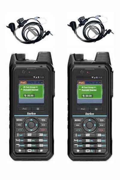 Set van 2 Inrico T330 4G LTE Zello Smart Portofoon IP68 met beveiliging oortje