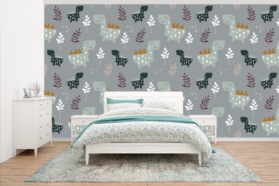 Behang - Fotobehang Patronen - Jongens - Kinderen - Dinosaurus - Breedte 500 cm x hoogte 280 cm