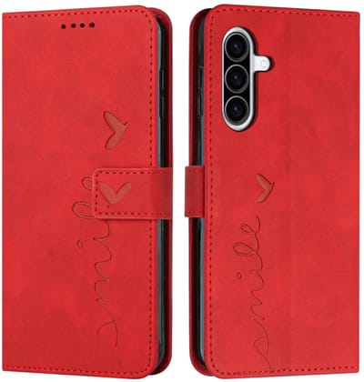 Coverup Hoesje - Geschikt voor Samsung Galaxy A36 Hoesje - Coverup Smile Book Case - Rood