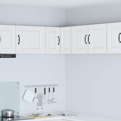 vidaXL - Wandhoekkast - PORTO - Wit - 57 - x - 57 - x - 40 - cm - Bewerkt - hout