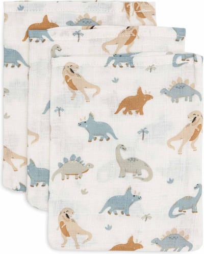 Jollein - Baby Hydrofiel Washandje - Katoen - 3 Stuks - Roarsome - Baby Washand, Hydrofiele Washandjes -15x20cm