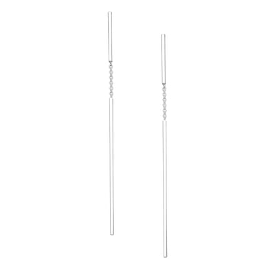 EAR IT UP - Oorbellen - Bar - Dubbel - Ketting - Push back oorknopjes - 925 sterling zilver - 67 x 1 mm - 1 paar