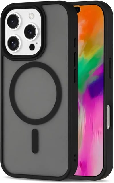 Hoesje Geschikt voor iPhone 16 Pro - Compatibel met MagSafe - Matte Beschermhoes - Back Cover met Magneet - Zwart