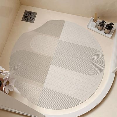 Tapis de sol rond à ventouse Tapis de pied antidérapant pour salle de bain Simple Salle de douche étanche et anti-chute Tapis spécial round notch 55 * 55cm