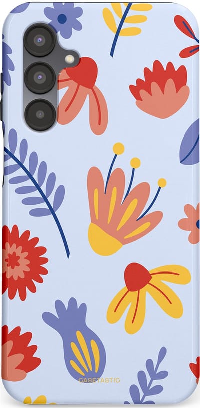 Casetastic hoesje geschikt voor Samsung Galaxy A16 - Dubbellaagse bescherming - Bloemenwind - Fashion Case - Lichtblauw Terracotta Geel
