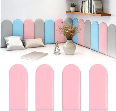 4-delige 3D Wandpanelen 20x40cm Zelfklevend Waterdicht Kussen voor Kinderkamer Decoratie en Bescherming tegen Stoten