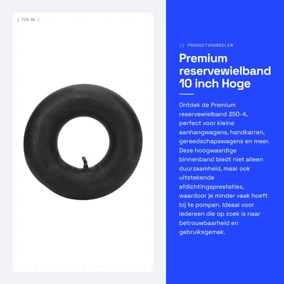 Dailygoods- Reservewielband 10 inch - Binnenband 350-4 - Rubber - Hoge taaiheid - Afdichtingsprestaties - Geschikt voor handkarren/karren