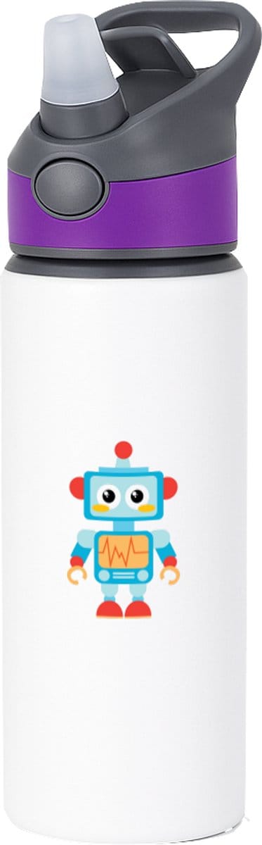 Hacebo® - Robot waterfles met rietje paars - Kind - baby's - speelgoed - cadeau voor een kind - peuter - water fles - 650ML